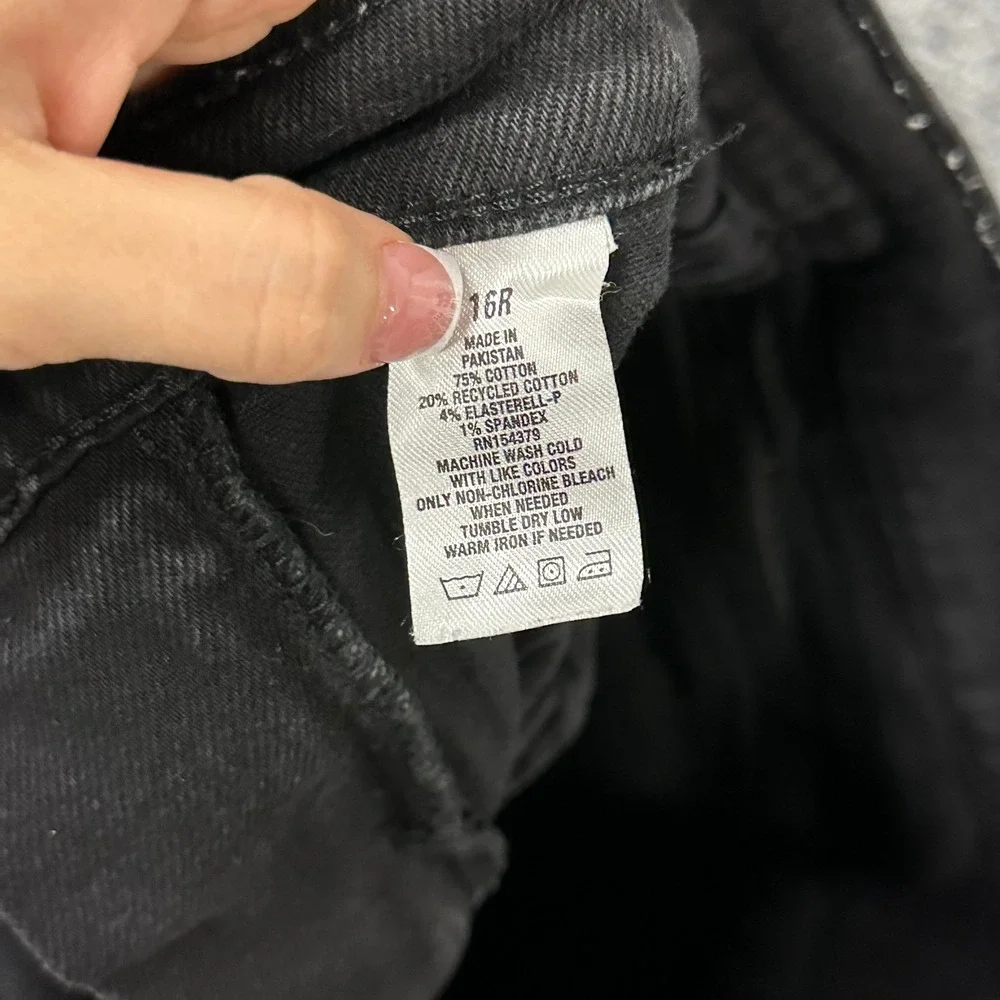 Aeropostale Jeans Womens Size 16R Black Distressed High Rise Denim Ripped Casual